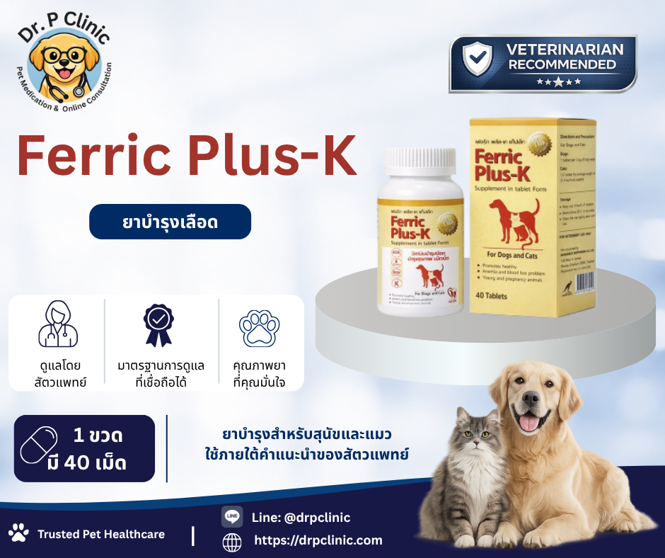 Ferric Plus K ยาบำรุงเลือดชนิดเม็ด สำหรับสุนัขและแมว