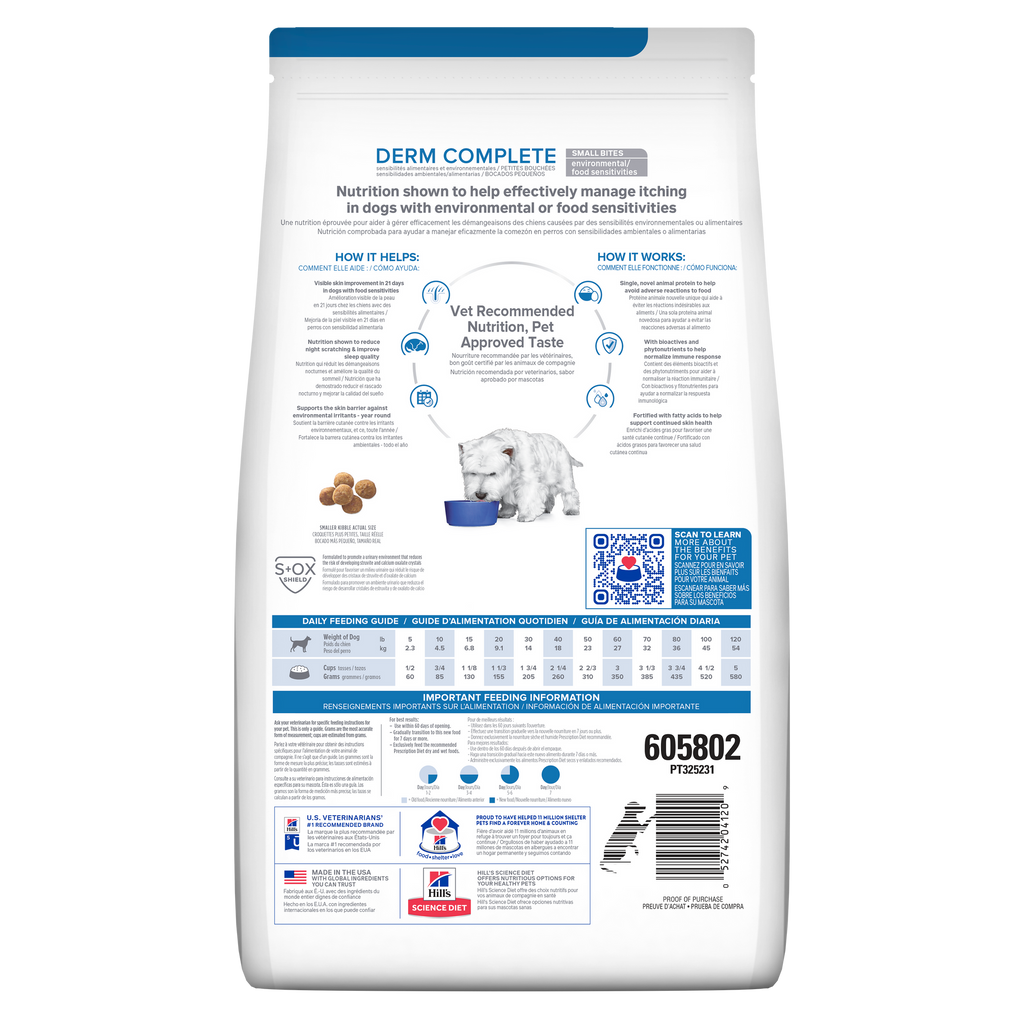 Hill's Prescription Diet: Derm Complete Small Bites Dry Dog Food