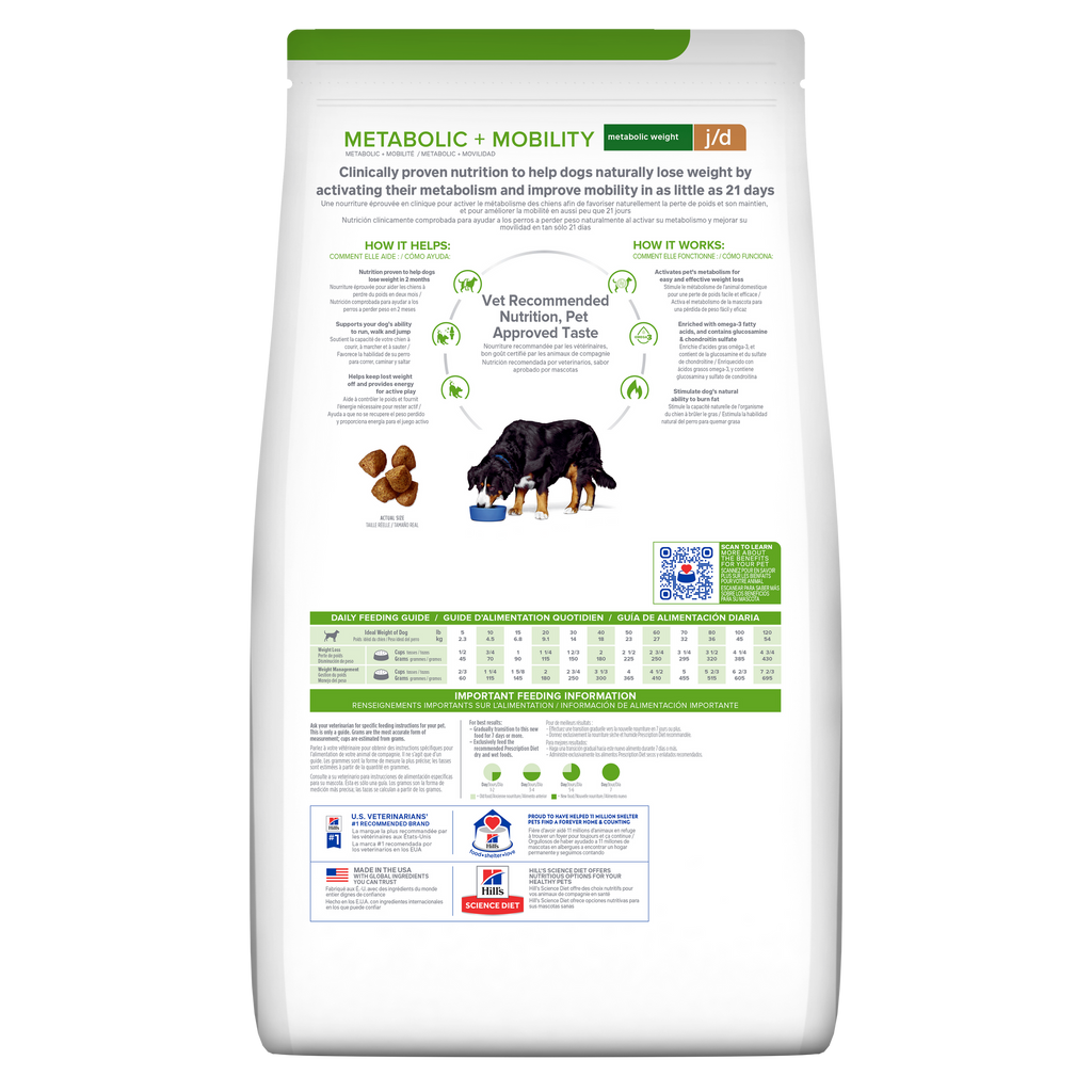 Hill's Prescription Diet: Metabolic Weight + j/d อาหารสุนัขชนิดเม็ด รสไก่