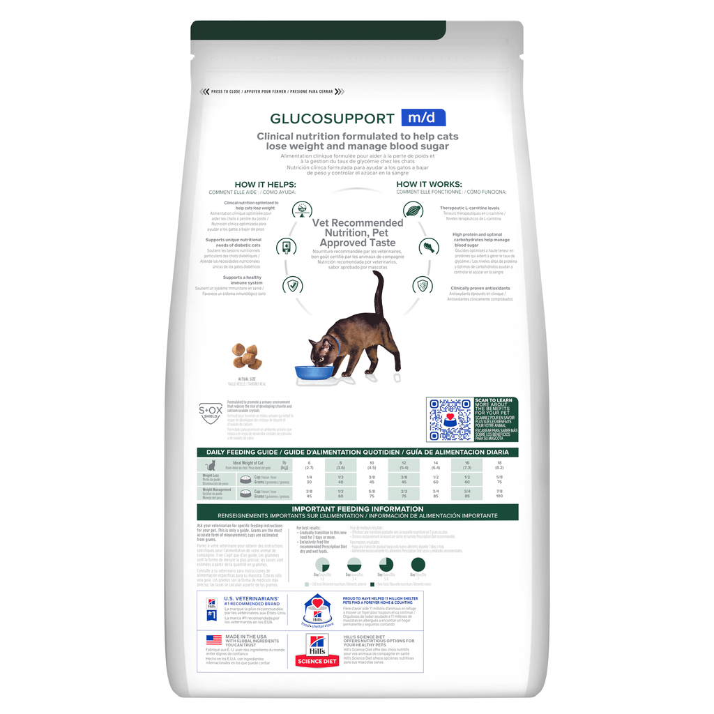 Hill's Prescription Diet: m/d GlucoSupport Feline with Chicken Dry Cat Food