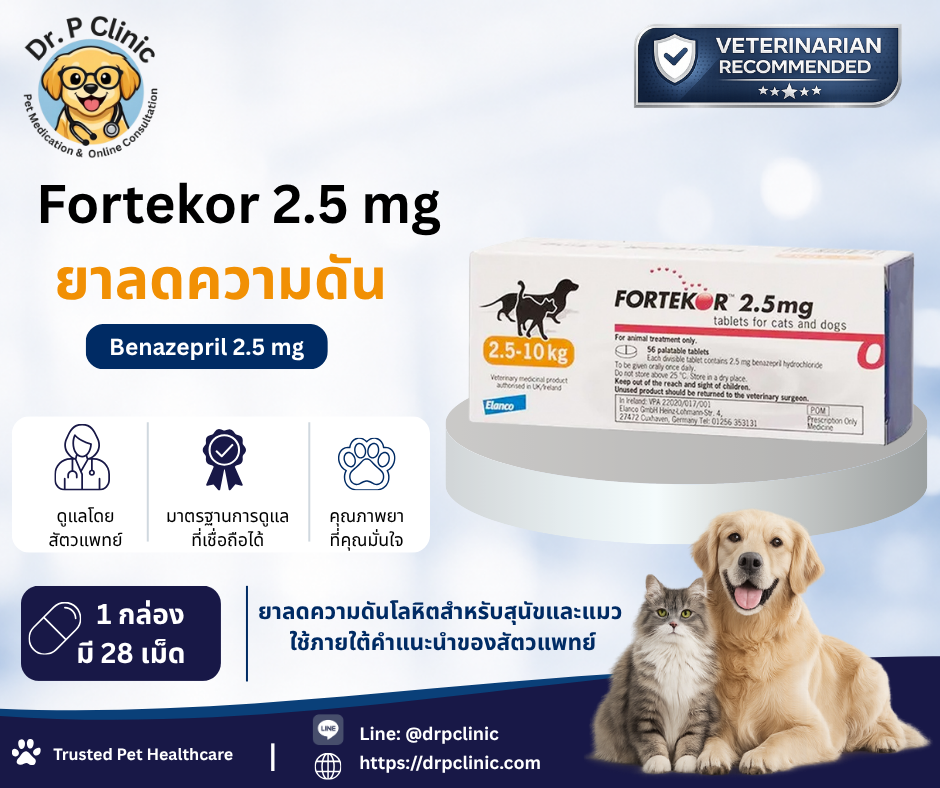 Fortekor 2.5 mg (Benazepril 2.5 mg) ยาลดความดันสำหรับสุนัขและแมว
