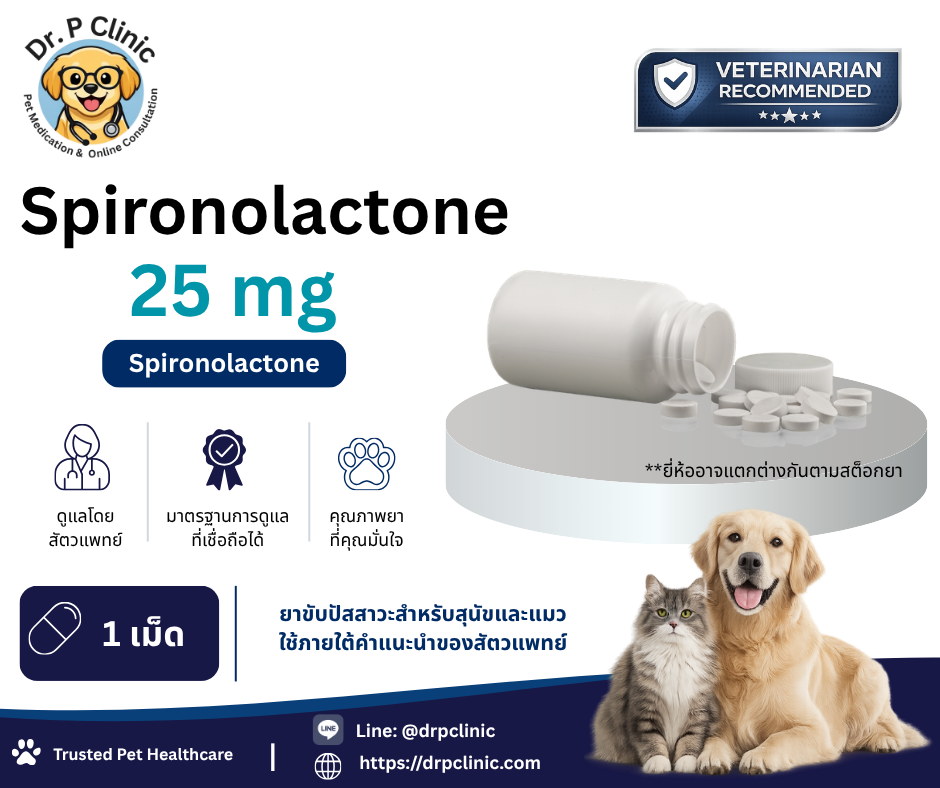Spironolactone 25 mg ยาขับน้ำสำหรับสุนัขและแมว