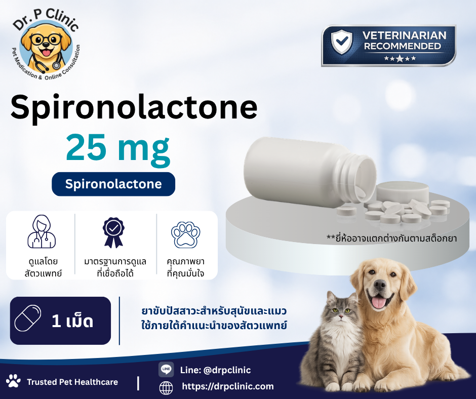 Spironolactone 25 mg ยาขับน้ำสำหรับสุนัขและแมว