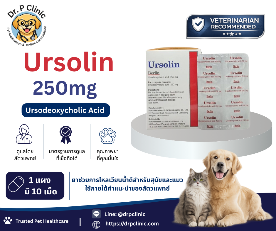 Ursolin 250 mg ยาช่วยการไหลเวียนของทางเดินน้ำดีในสุนัขและแมว