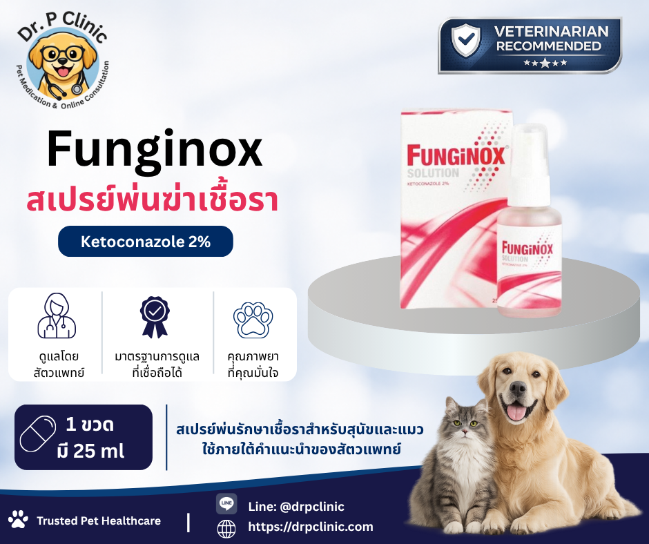 Funginox Spray สเปรย์สำหรับดูแลผิวหนังสุนัขและแมวที่มีปัญหาเชื้อรา